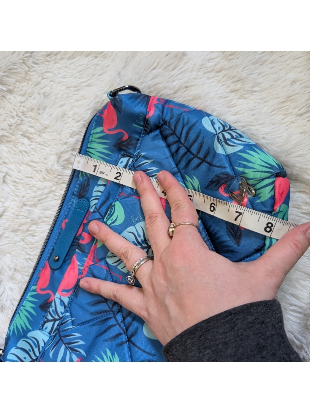 Lug Flare Blue Tropical Flamingo Print Crossbody Bag Purse New - Picture 8 of 8